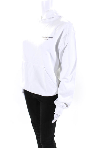 Talentless Womens Graphic Logo Oversize Hoodie Sweatshirt White Size Extra Small