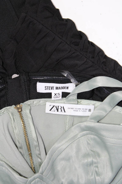 Steve Madden Zara Womens Pleated Mesh Satin Bustier Crop Top Size XS Lot 2