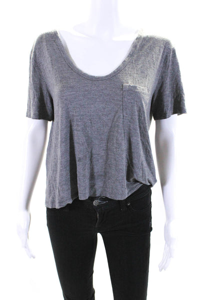 T Alexander Wang Womens Round Neck Short Sleeveless Pullover T-Shirt Gray Size M