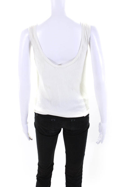 Ba&Sh Womens Cotton Lady Ribbed Low Back Sleeveless Tank Top White Size L