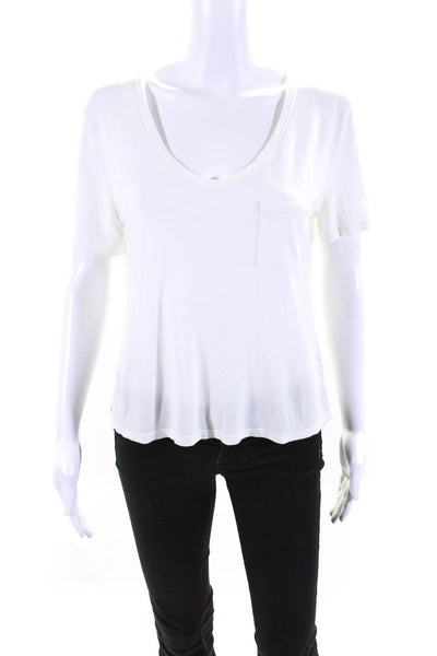 T Alexander Wang Womens Round Neck Short Sleeve Pullover T-Shirt White Size M