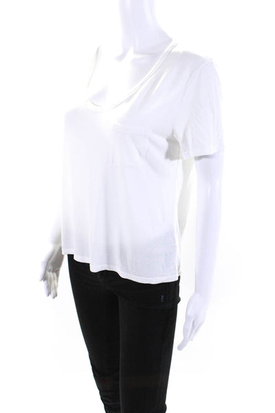 T Alexander Wang Womens Round Neck Short Sleeve Pullover T-Shirt White Size M