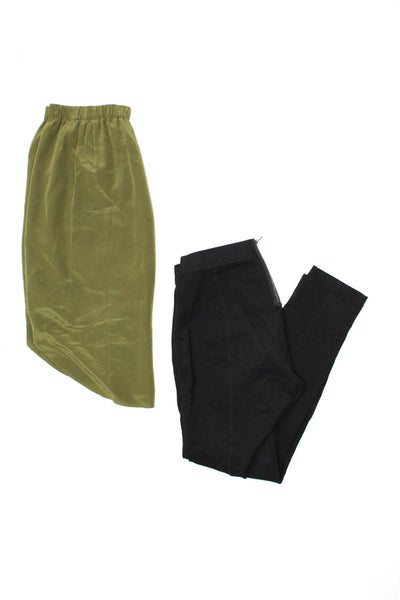 Madewell J Crew Womens Silk Ruched Round Hem Skirt Pants Green Size M 8R Lot 2