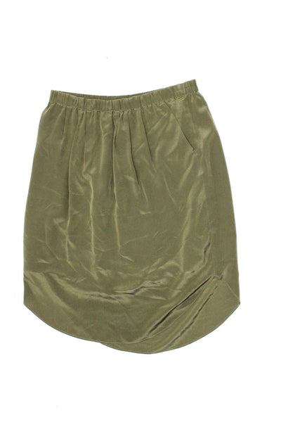 Madewell J Crew Womens Silk Ruched Round Hem Skirt Pants Green Size M 8R Lot 2