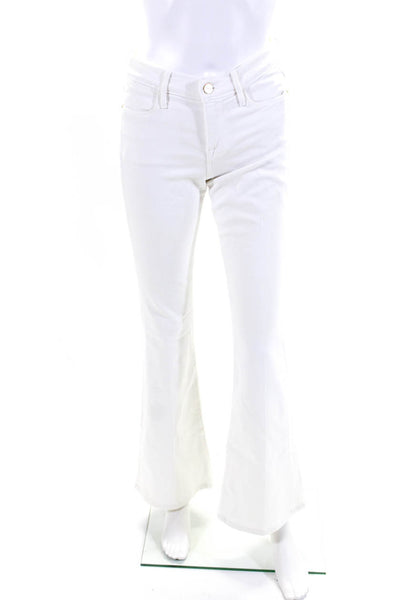Frame Womens High Waist Flare Bell Bottom Jeans Pants White Cotton Size 26