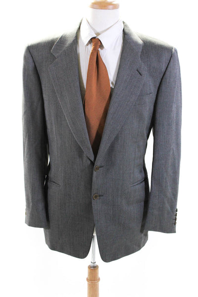 Canali Mens Herringbone Two Button Blazer Jacket Gray Wool Size IT 50