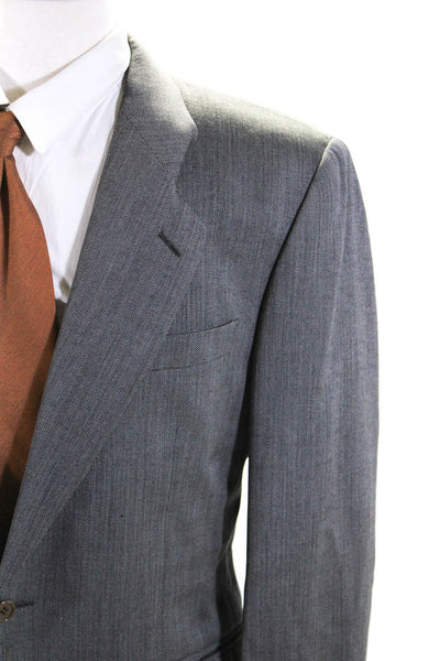 Canali Mens Herringbone Two Button Blazer Jacket Gray Wool Size IT 50