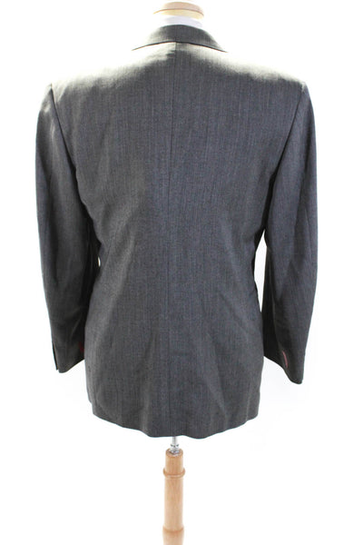 Canali Mens Herringbone Two Button Blazer Jacket Gray Wool Size IT 50