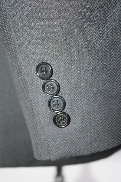 Canali Mens Herringbone Print Two Button Blazer Jacket Black Wool Size IT 50