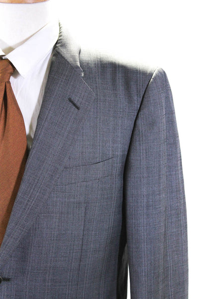 Canali Mens Check Print Notched Collar Two Button Blazer Jacket Gray Size IT 50