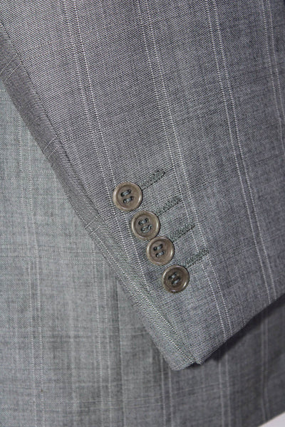 Canali Mens Check Print Notched Collar Two Button Blazer Jacket Gray Size IT 50