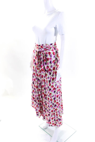 Zara Womens Satin Floral A-Line Maxi Skirt White Size M L Lot 2