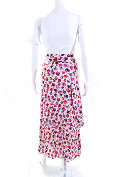 Zara Womens Satin Floral A-Line Maxi Skirt White Size M L Lot 2