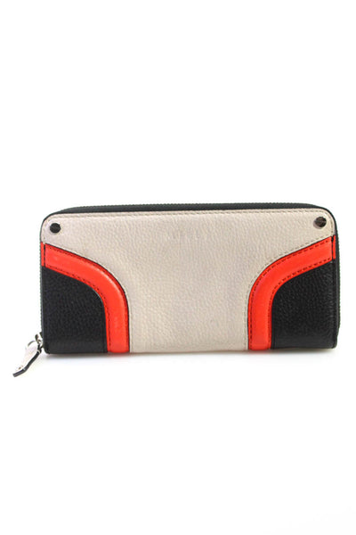 Milly Womens Color Block Zip Around Continental Wallet Black Beige Red