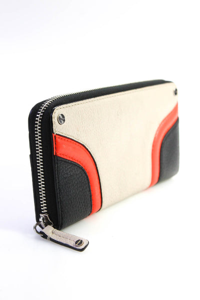 Milly Womens Color Block Zip Around Continental Wallet Black Beige Red