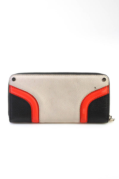 Milly Womens Color Block Zip Around Continental Wallet Black Beige Red