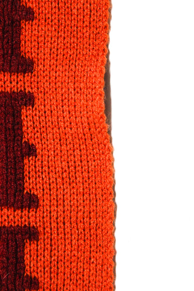 Hermes Womens Cashmere Knit H Logo Scarf Orange Red
