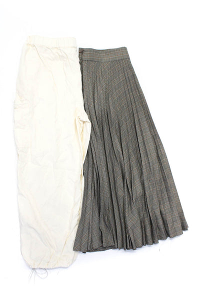 Madewell Zara Womens Slip-On Pleated Jogger Pants Skirt White Size L XL Lot 2