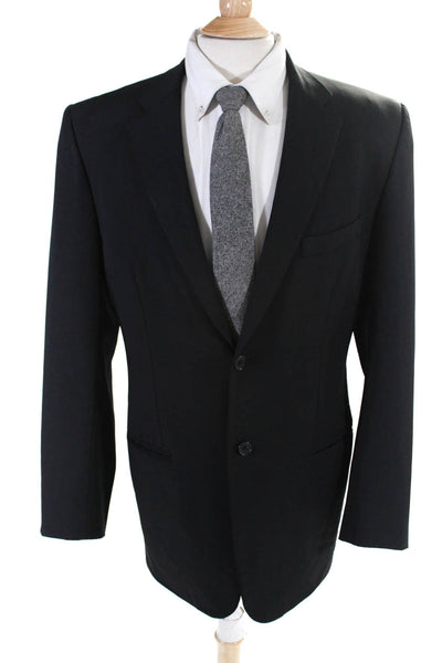 Valentino Mens Wool Notched Collar Two Button Blazer Jacket Black Size 54L
