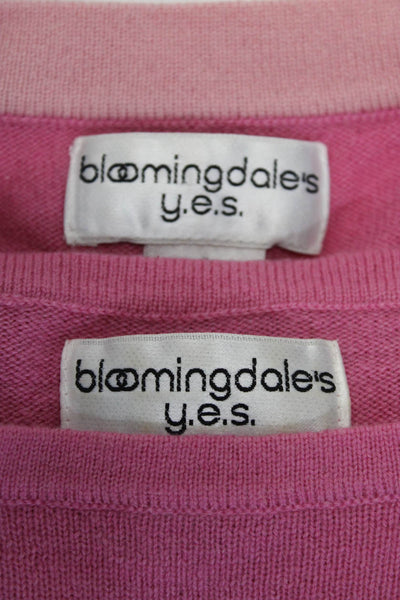 Bloomingdales Womens Cashmere Knit Cardigan Sweater Top Set Pink Size Small