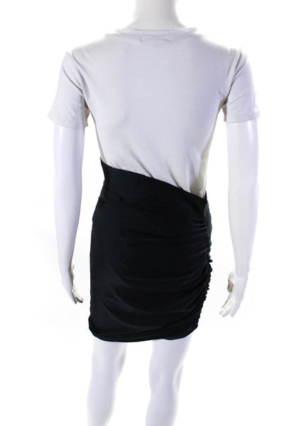 The Andamane Womens Ruched Scuba Asymmetrical Pull On Pencil Skirt Black IT 42