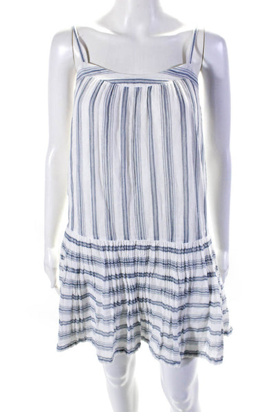 Soft Joie Womens Striped Sleeveless Dress White Blue Cotton Size Extra Small