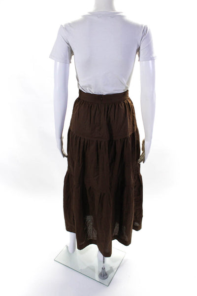 Three Graces London Womens A Line Maxi Skirt Brown Cotton Size 8