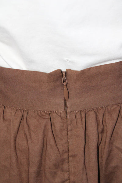 Three Graces London Womens A Line Maxi Skirt Brown Cotton Size 8