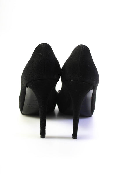 Christian Louboutin Womens Suede Slip-On Stiletto Heels Pumps Black Size EUR40.5