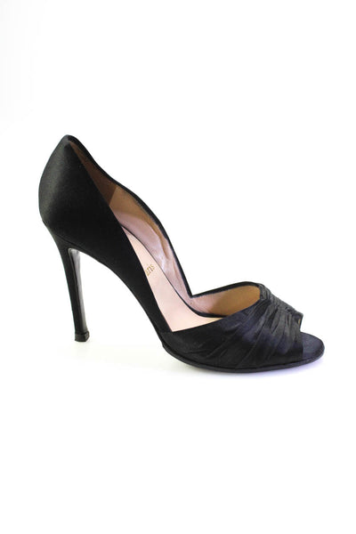 Christian Louboutin Womens Ruched Peep Toe Stiletto Heels Black Size EUR39.5