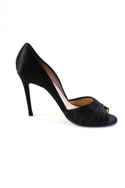 Christian Louboutin Womens Ruched Peep Toe Stiletto Heels Black Size EUR39.5