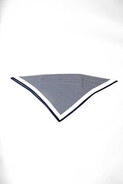 Christian Dior Womens Striped Houndstooth Logo Triangle Bandana Scarf Navy White