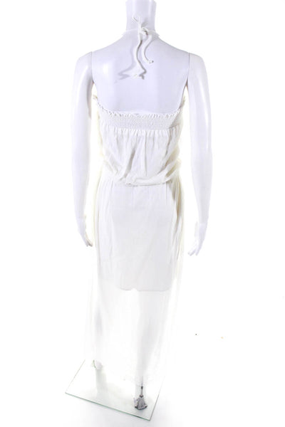 Fuzzi Womens Strapless Smocked A Line Maxi Dress White Size Small
