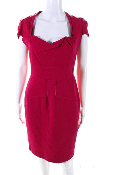 Roland Mouret Neiman Marcus Womens Short Sleeves Dress Pink Cotton Size 10