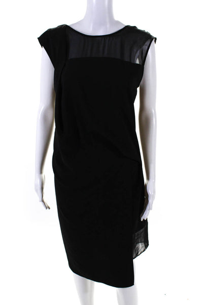 Helmut Lang Womens Sleeveless Ruched Asymmetrical Dress Black Size 4