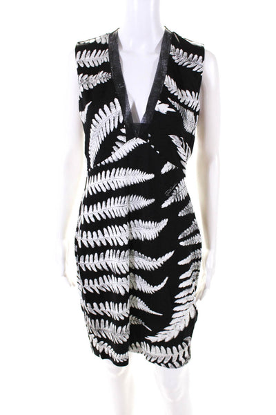 Just Cavalli Womens V Neck Sleeveless Body Con Dress Black White Size EUR 46