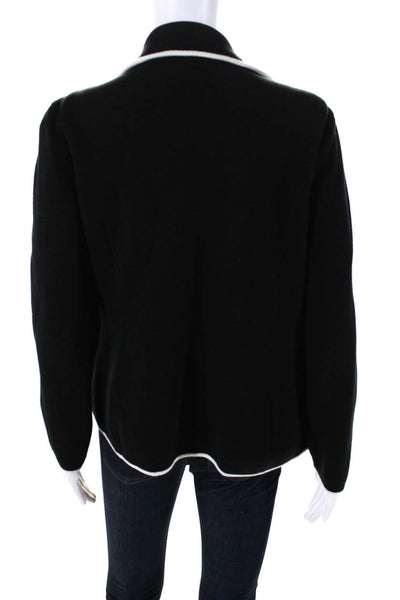 Lauren Ralph Lauren Womens Sweater Jacket Black White Cotton Size Small