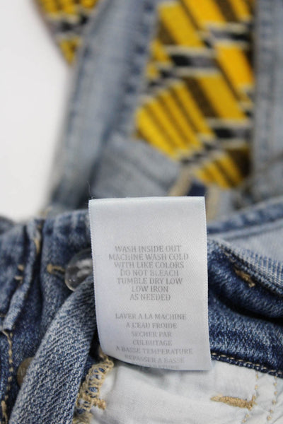 Blank NYC Zara Womens Denim Overalls Plaid Satin Pants Size 25 Medium Lot 2