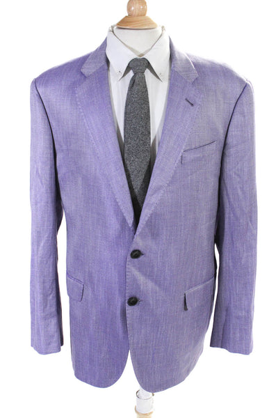 Emporio Armani Mens G Line Woven Two Button Blazer Jacket Light Purple Size IT58