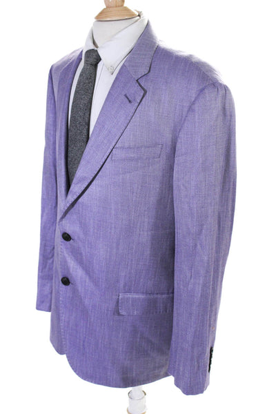 Emporio Armani Mens G Line Woven Two Button Blazer Jacket Light Purple Size IT58