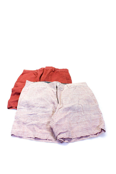 J Crew Club Monaco Mens Striped Linen Chino Shorts Red Size 31 32 Lot 2