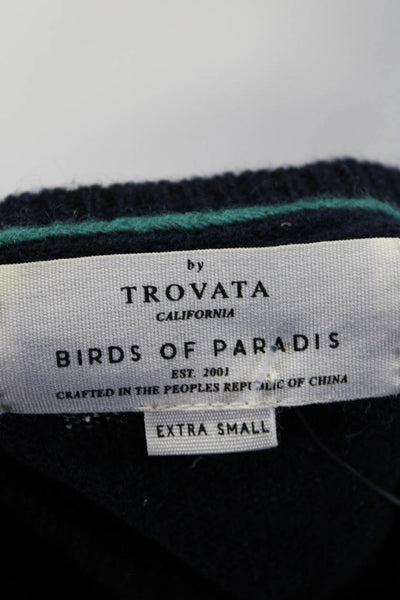 Birds of Paradis Womens Cashmere Knit Long Sleeve Crewneck Sweater Blue Size XS