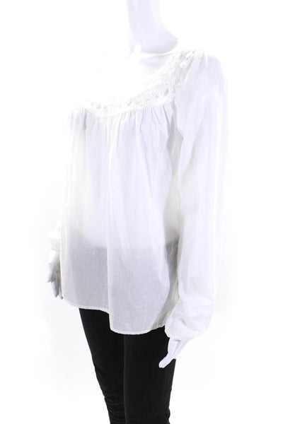 Michael Michael Kors Womens Cotton Long Sleeve Square Neck Blouse White Size M