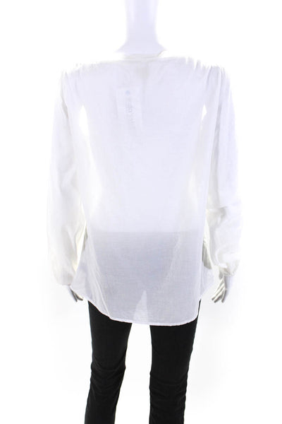 Michael Michael Kors Womens Cotton Long Sleeve Square Neck Blouse White Size M