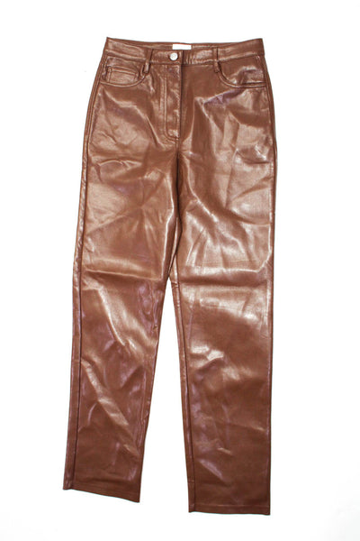 Wilfred Steve Madden Womens Straight Faux Leather Pants Brown Black 4 26 Lot 2