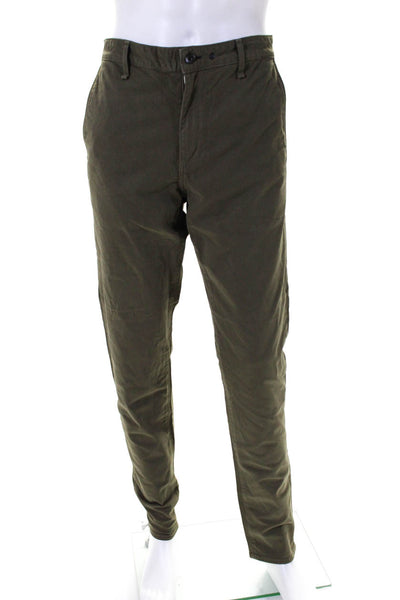 Rag & Bone Mens Mid Rise Slim Leg Khaki Pants Olive Green Cotton Size 36