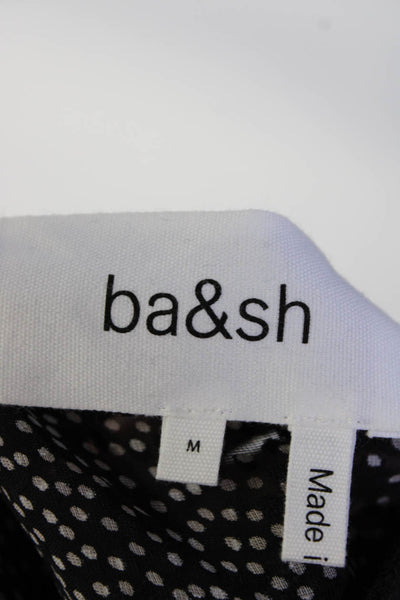 Ba&Sh Womens Silk Polka Dot Long Sleeves Blouse Black White Size Medium