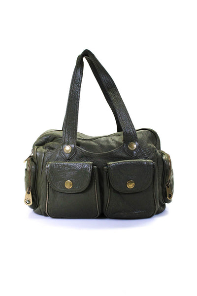 Marc Jacobs Womens Green Textured Leather Side & Front Pockets Shoulder Handbag