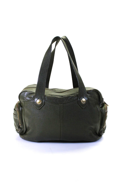 Marc Jacobs Womens Green Textured Leather Side & Front Pockets Shoulder Handbag