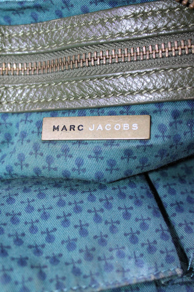 Marc Jacobs Womens Green Textured Leather Side & Front Pockets Shoulder Handbag